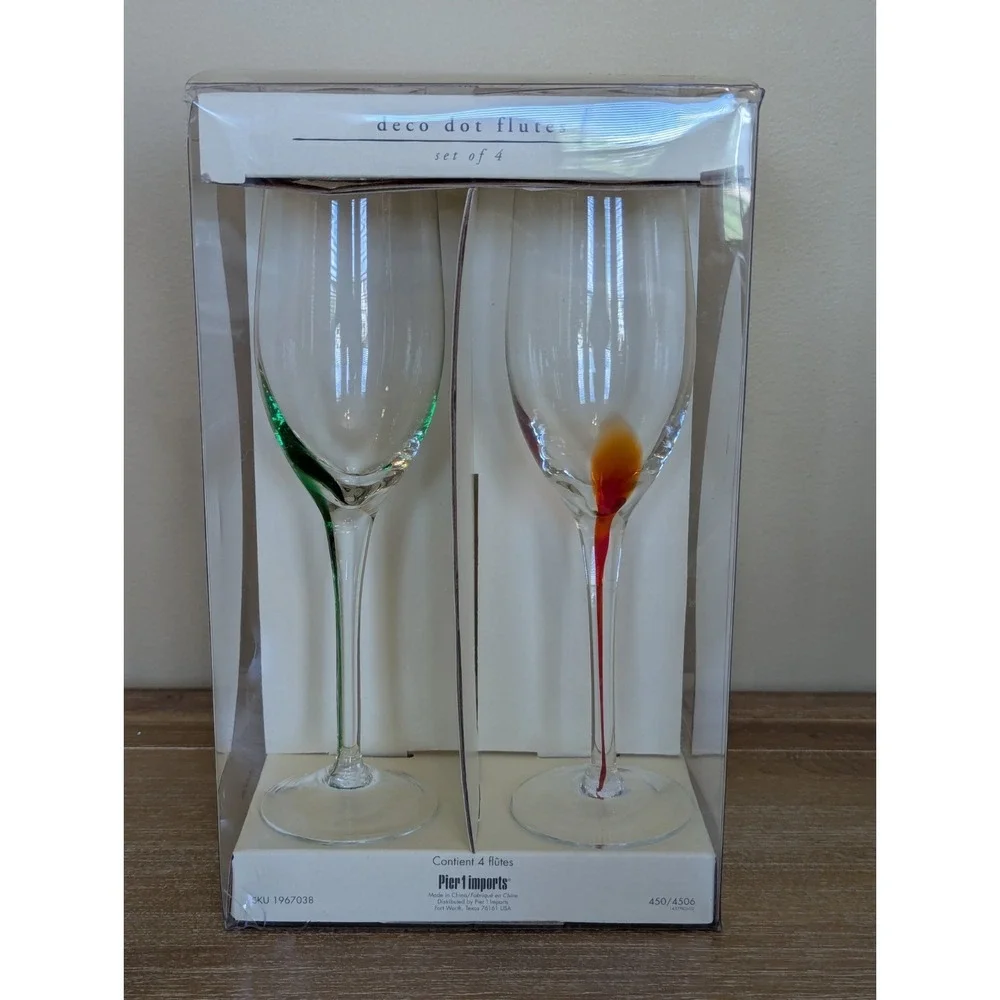 Pier 1 One Imports Colored Glass Teardrop Champagne Flute 9